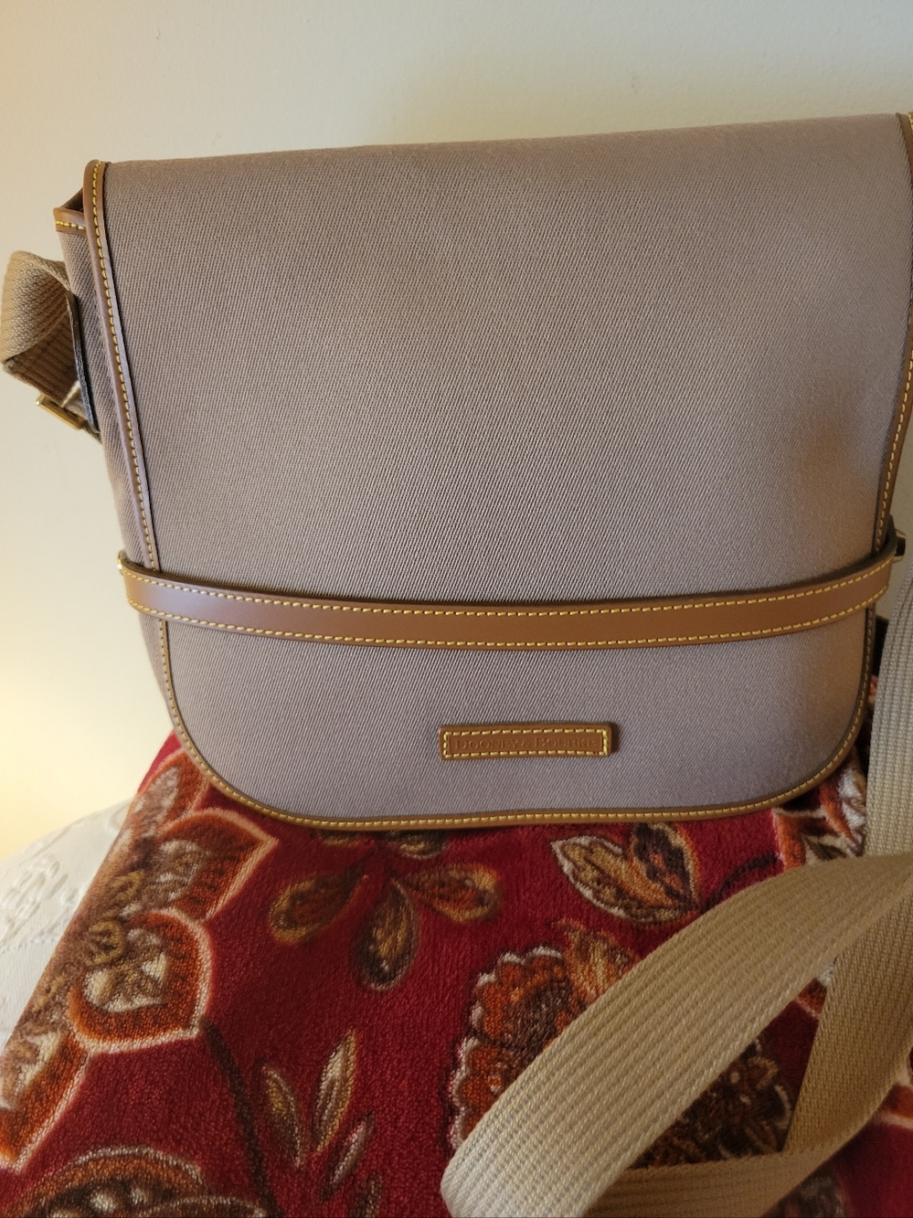 Dooney & Bourke Vintage Cabriolet Canvas Messenger Crossbody Bag.